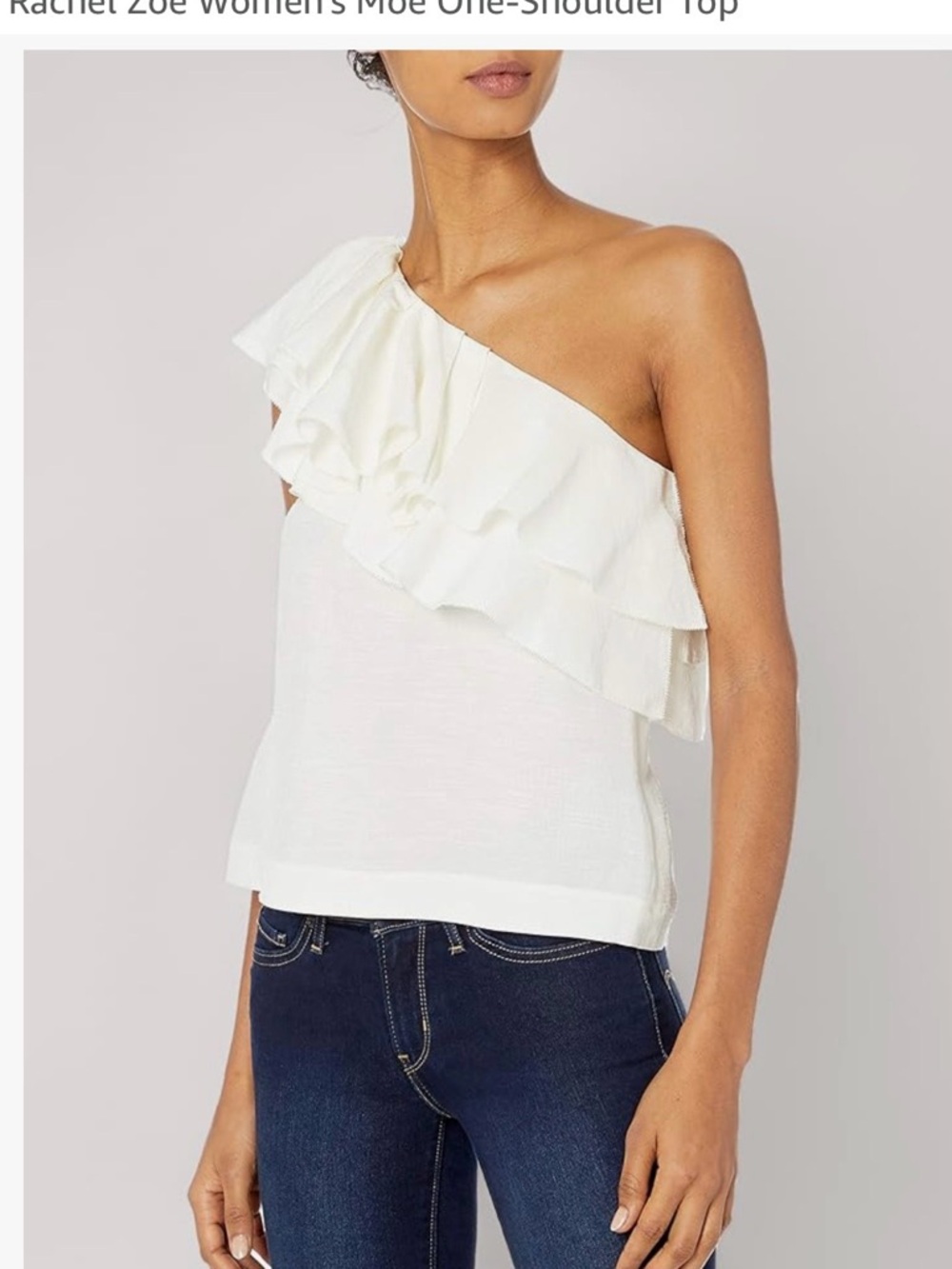Rachel Zoe Ivory One-Shoulder Ruffle Camisole